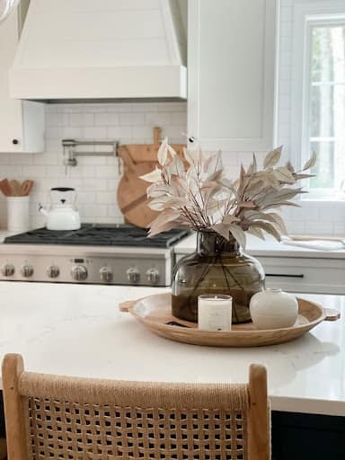 kitchen island decor with tray