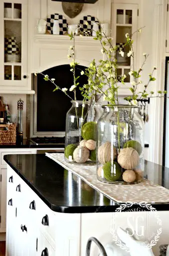 kitchen island decor with table runner