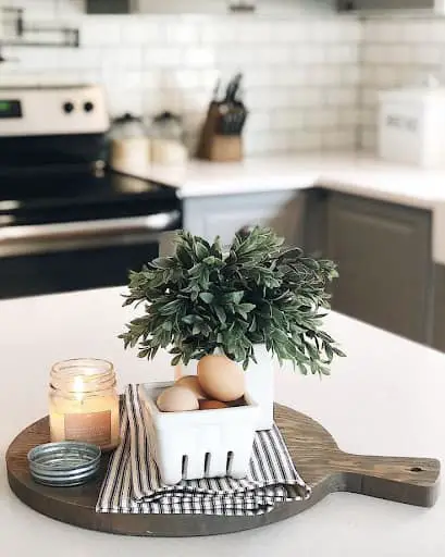 kitchen island with candles