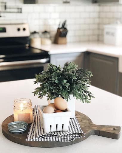 kitchen island decor idea with candles