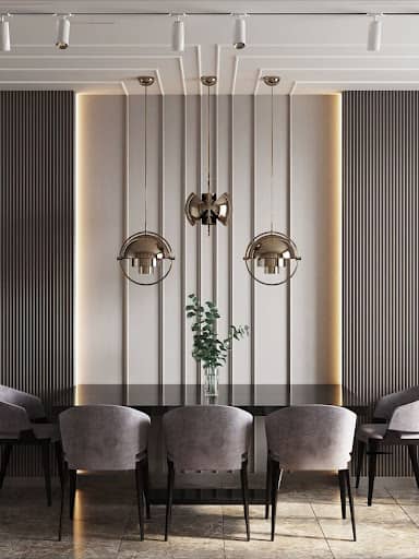 dining room wall decor with lights