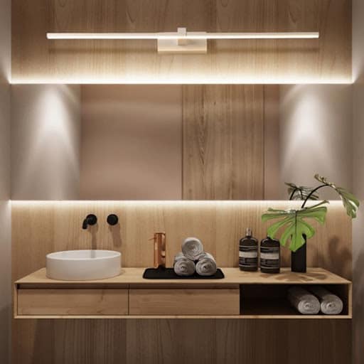 Linear wall light in the bathroom