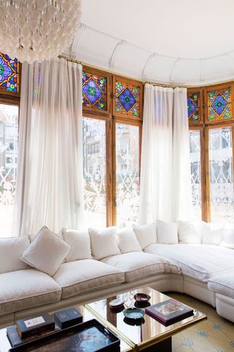 stained glass window decor in living room