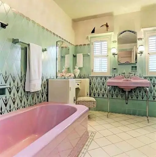 pastel art deco bathroom