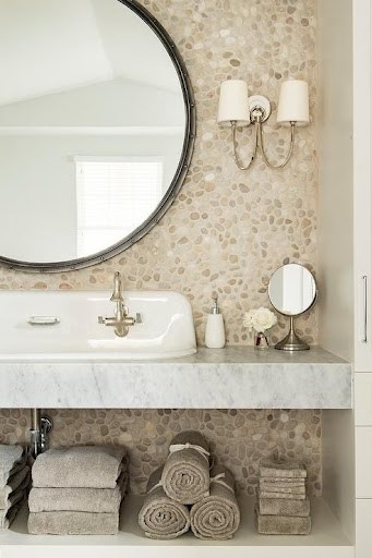 pebbled bathroom backsplash 