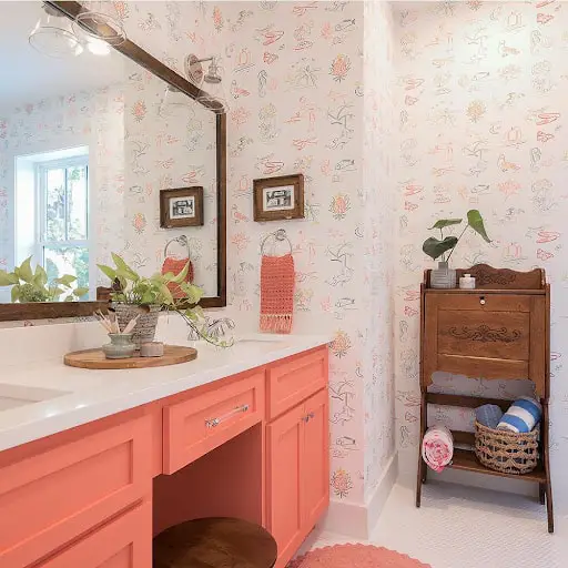 coastal pink bathroom