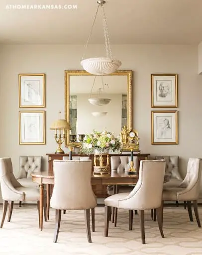 dining room wall decor idea with gold accents