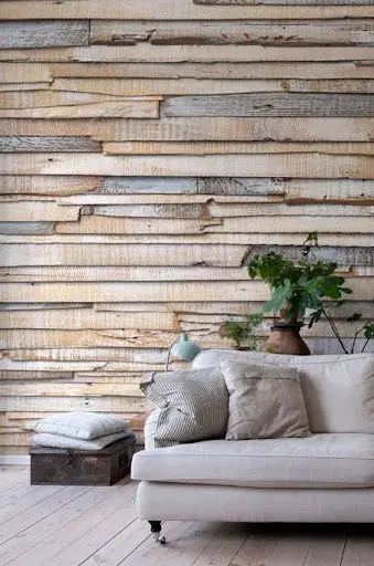 rustic wooden accent wall idea