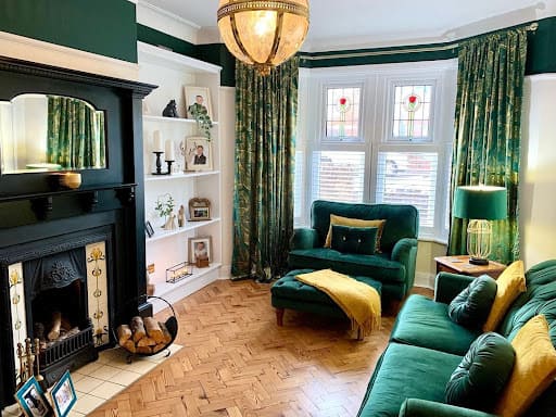 living room with decorative pillows