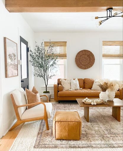 white and brown living room design