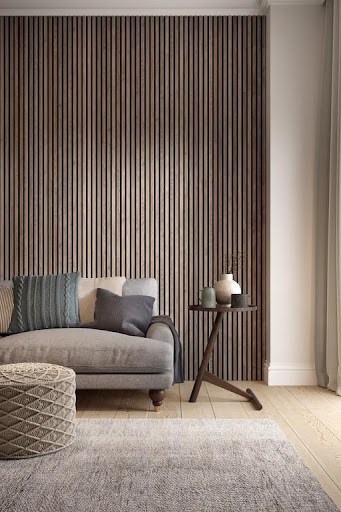 slat wall in the living room