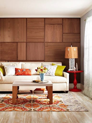 wood wall panels in the living room