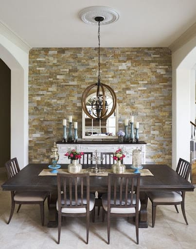 artsy wooden wallpaper for dining room