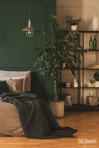 dark green bedroom