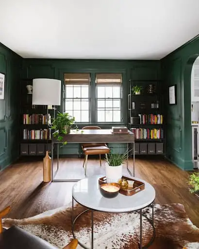 dark green home office design