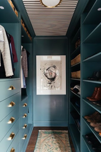 green walk-in closet