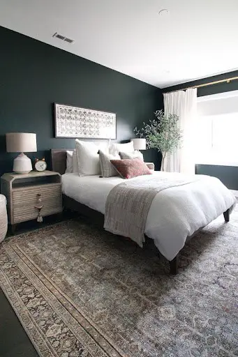 green guest bedroom design