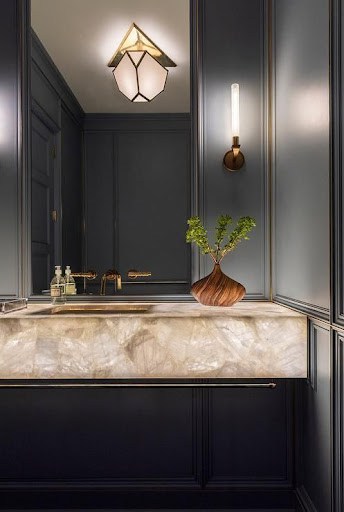 luxe powder room vanity design