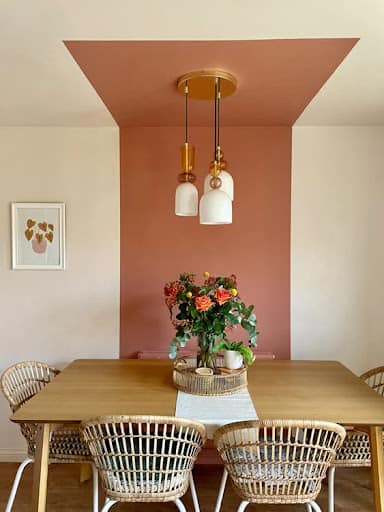 color blocked dining room accent wall