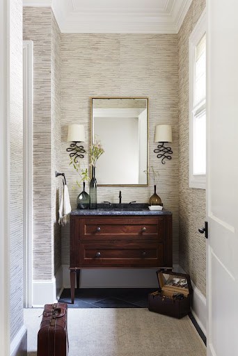 vintage powder room vanity idea