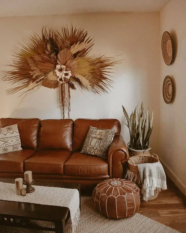 brown boho living room