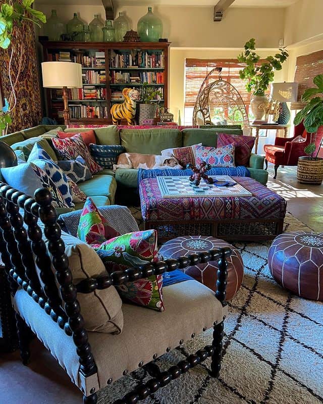 maximalist boho living room