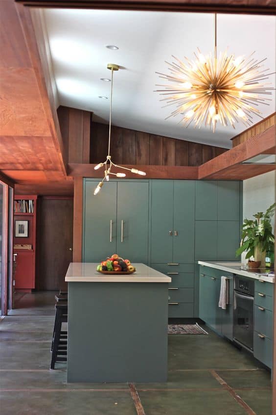 dark mid-century modern kitchen design