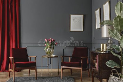 red and gray room idea