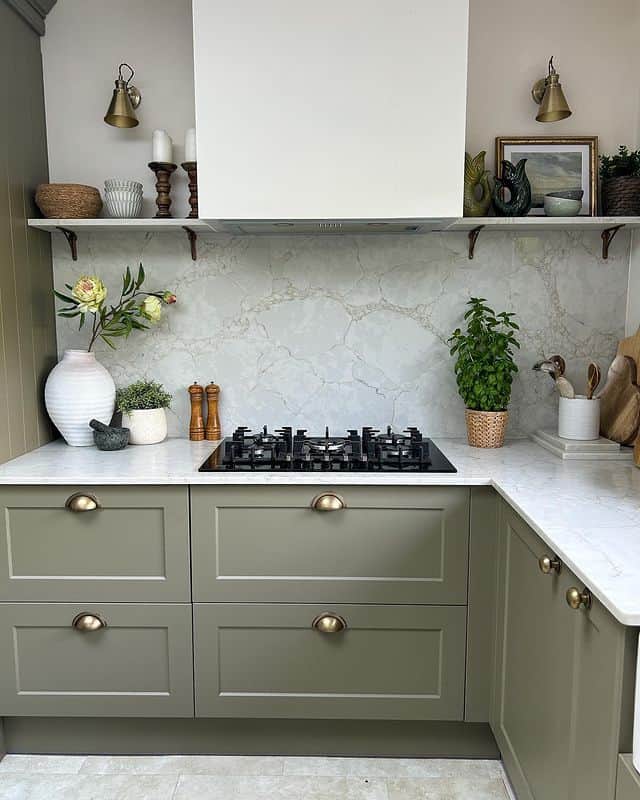 kitchen design with sage green cabinets