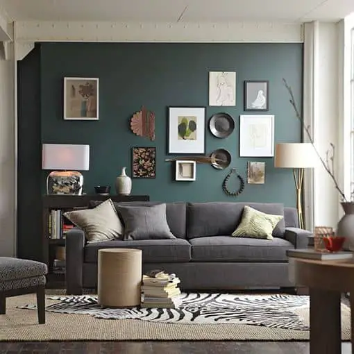 green and gray living room