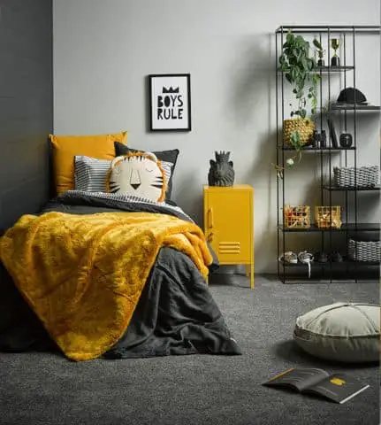 yellow and gray bedroom idea