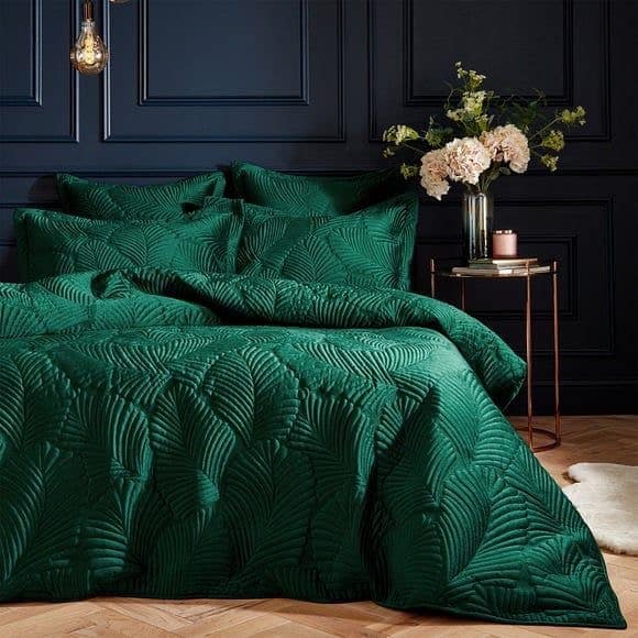 dark green and navy blue bedroom