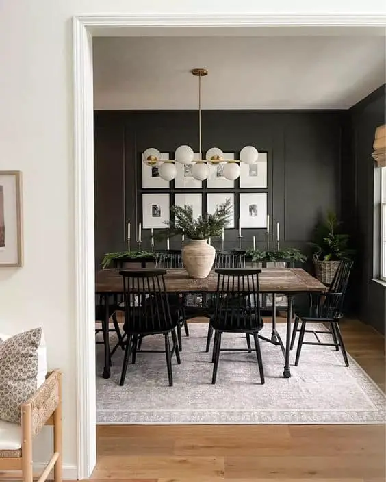 a black and white farmhouse dining room