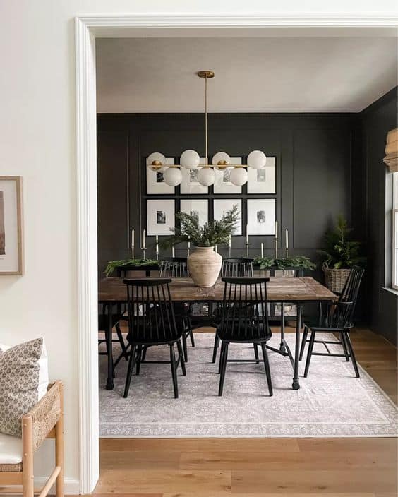 a black and white farmhouse dining room