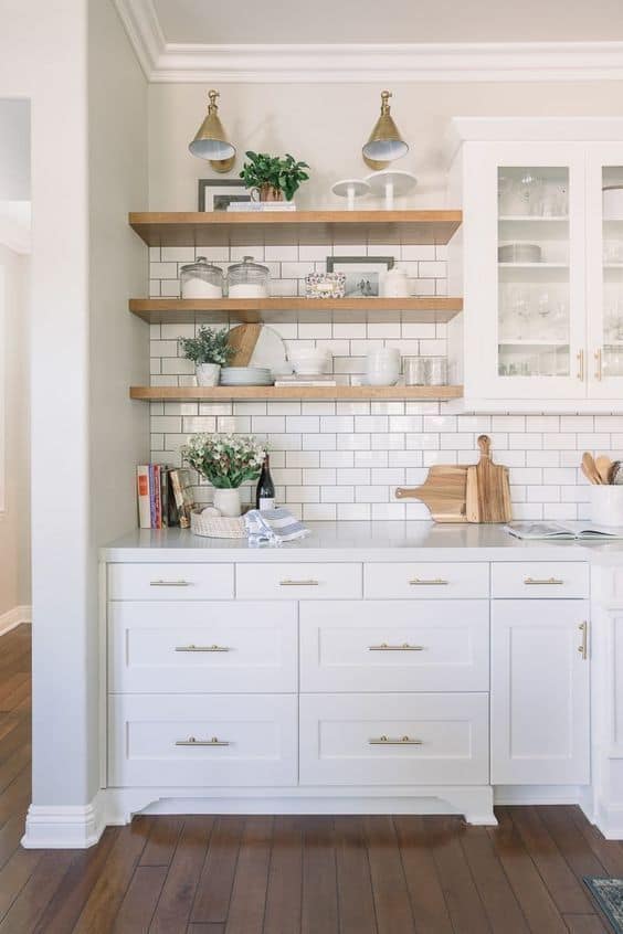 floating shelves in the kitchen