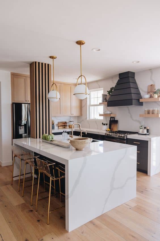 kitchen design with light wooden finish