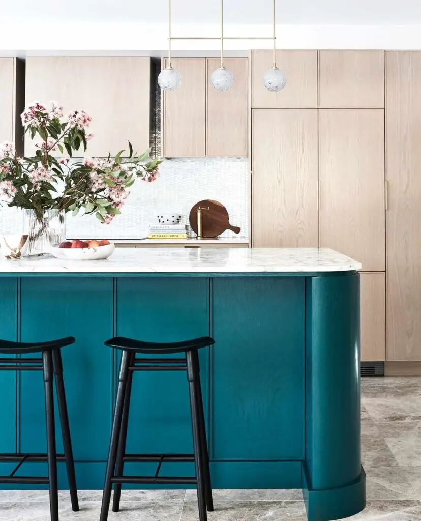 teal and cream kitchen