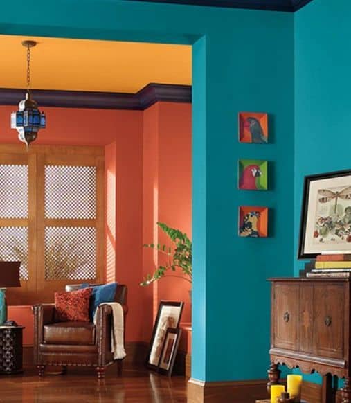 teal and orange room