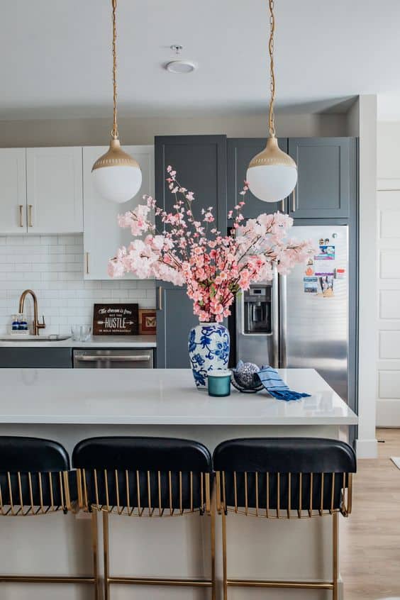 white and charcoal kitchen design