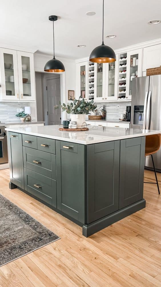 kitchen counter with marble countertop