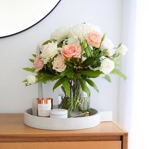 decorative tray on side table