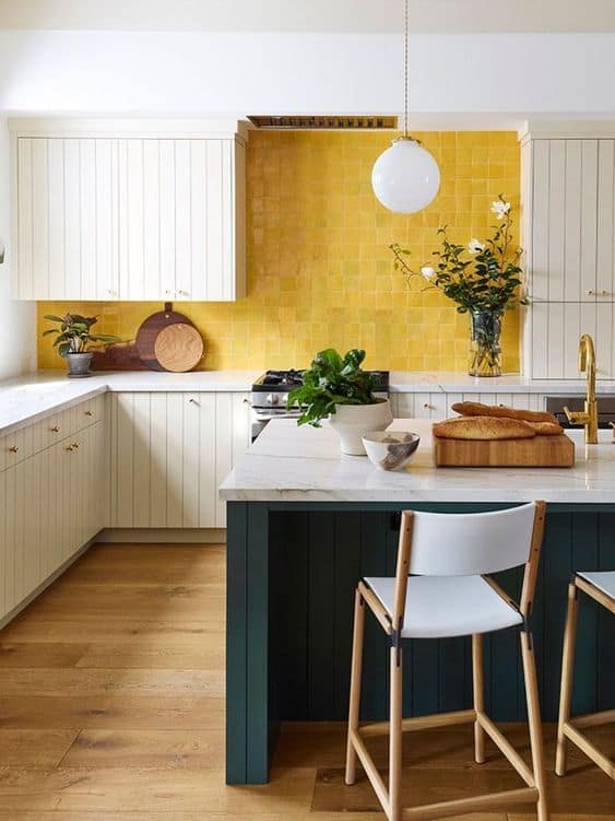 yellow and green kitchen