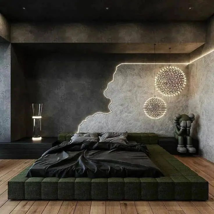 artistic black bedroom idea