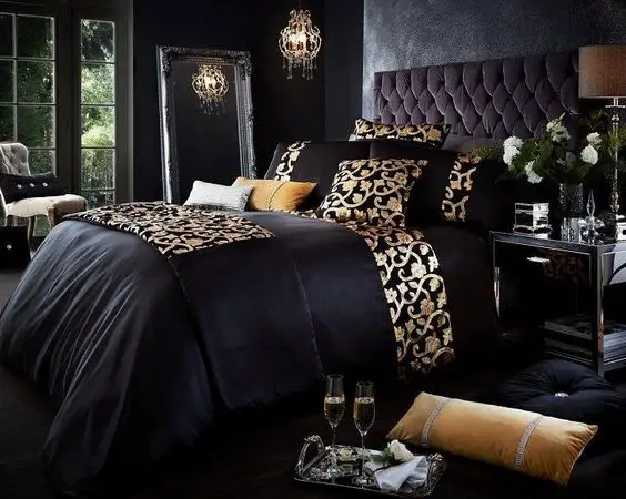 black and gold bedroom design
