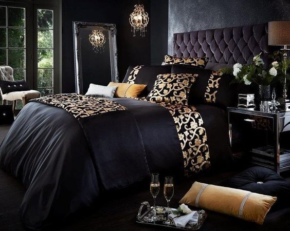 black and gold bedroom design