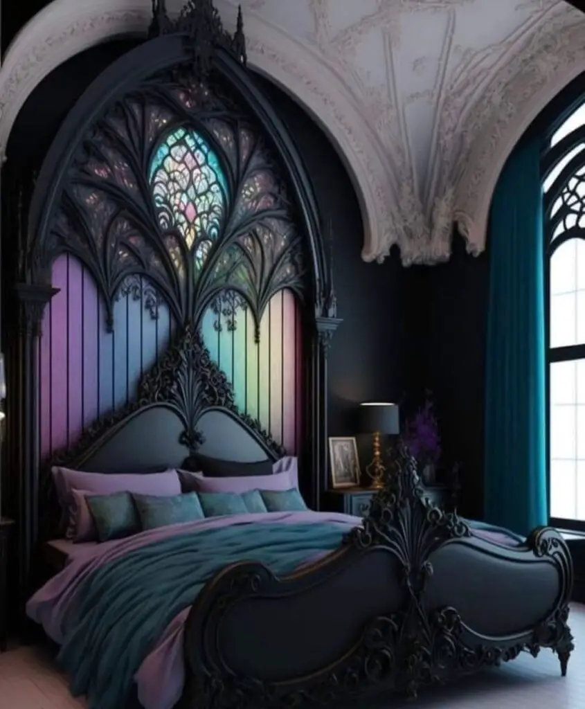 black bedroom design with colors