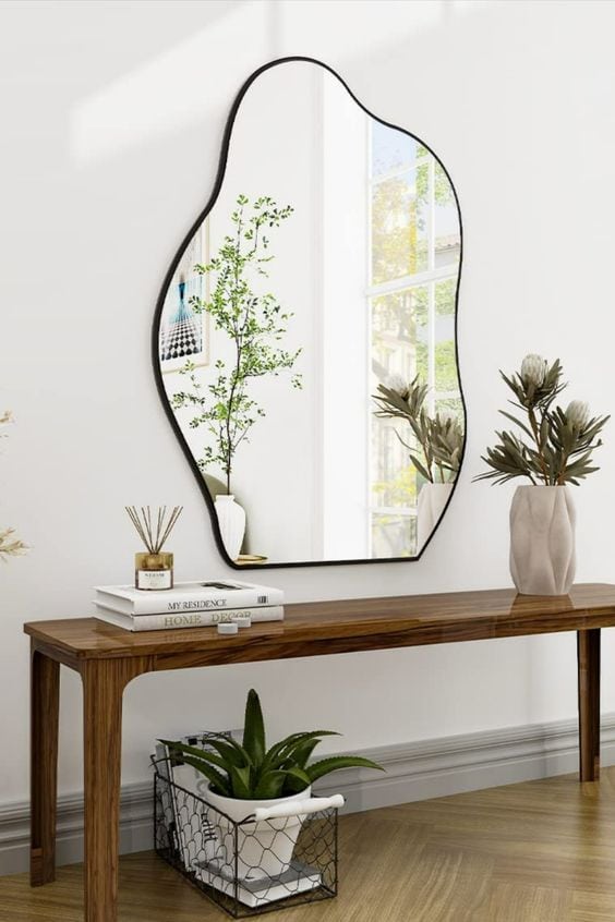 irregular blob mirror for entryway