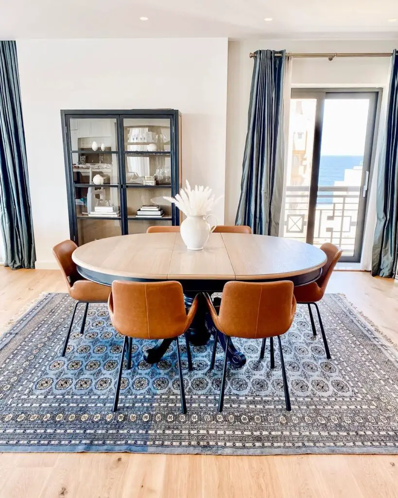 blue dining room rug