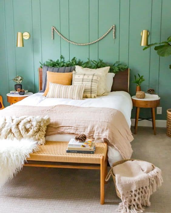 boho board and batten bedroom