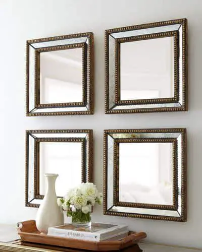 cluster mirror decor in the entryway